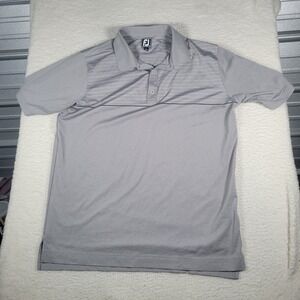 FootJoy Polo Shirt Mens XXL Gray Striped Athletic Fit Short Sleeve Golf Top